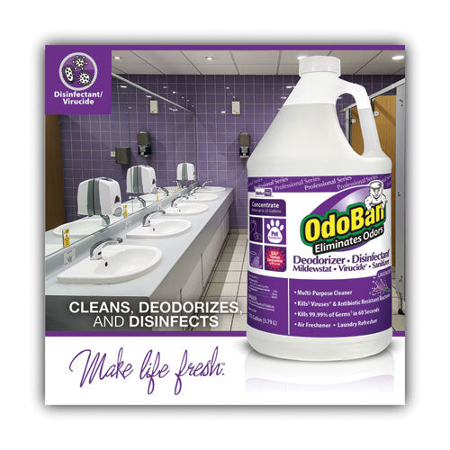 Image of OdoBan® Concentrate Odor Eliminator And Disinfectant, Lavender Scent, 1 Gal Bottle, 4/carton