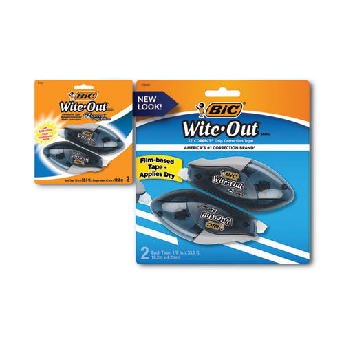 Image of BIC® Wite-Out EZ Correct Grip Correction Tape, NonRefill, Smoke Applicator, 0.17" x 402", 2/Pack