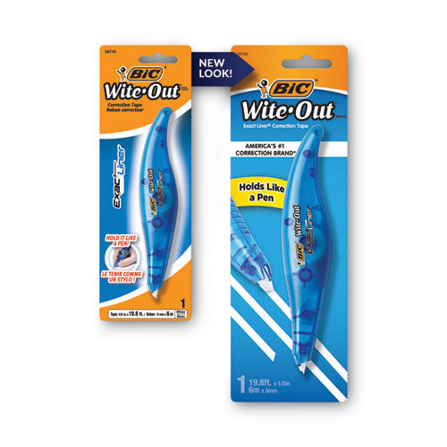 Image of BIC® Wite-Out Brand Exact Liner Correction Tape, Non-Refillable, Blue Applicator, 0.2" x 236"