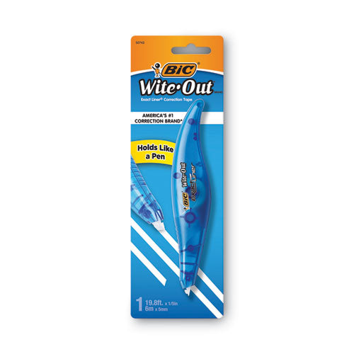 Image of BIC® Wite-Out Brand Exact Liner Correction Tape, Non-Refillable, Blue Applicator, 0.2" x 236"
