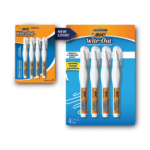 Image of BIC® Wite-Out Shake 'n Squeeze Correction Pen, 8 Ml, White, 4/pack