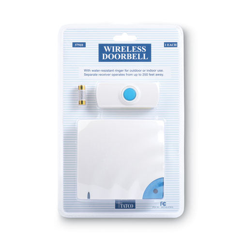 Image of Tatco Wireless Doorbell, Battery Operated, 1.38 x 0.75 x 3.5, Bone