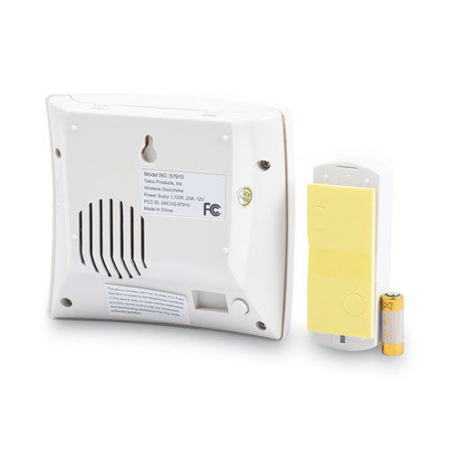 Image of Tatco Wireless Doorbell, Battery Operated, 1.38 x 0.75 x 3.5, Bone