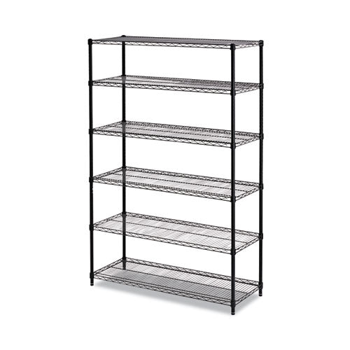 Image of Alera® NSF Certified 6-Shelf Wire Shelving Kit, 48w x 18d x 72h, Black