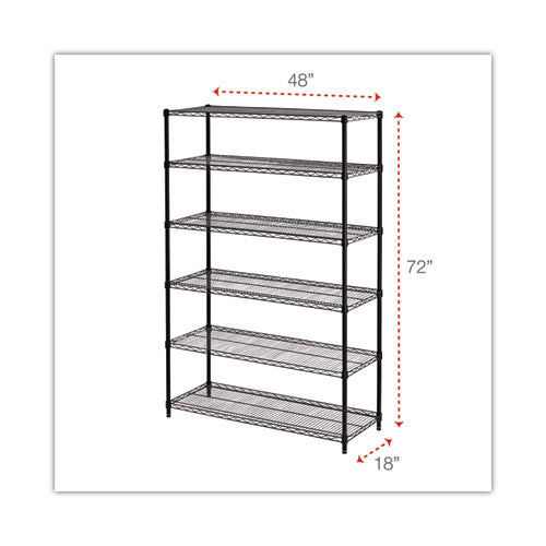 Image of Alera® NSF Certified 6-Shelf Wire Shelving Kit, 48w x 18d x 72h, Black