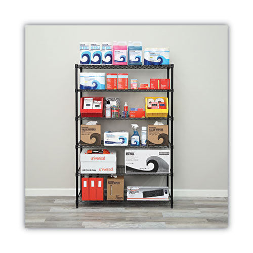 Image of Alera® NSF Certified 6-Shelf Wire Shelving Kit, 48w x 18d x 72h, Black