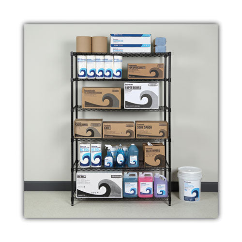 Image of Alera® NSF Certified 6-Shelf Wire Shelving Kit, 48w x 18d x 72h, Black