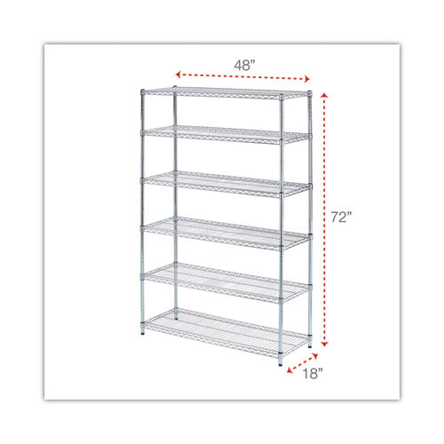 Image of Alera® Nsf Certified 6-Shelf Wire Shelving Kit, 48w X 18d X 72h, Silver