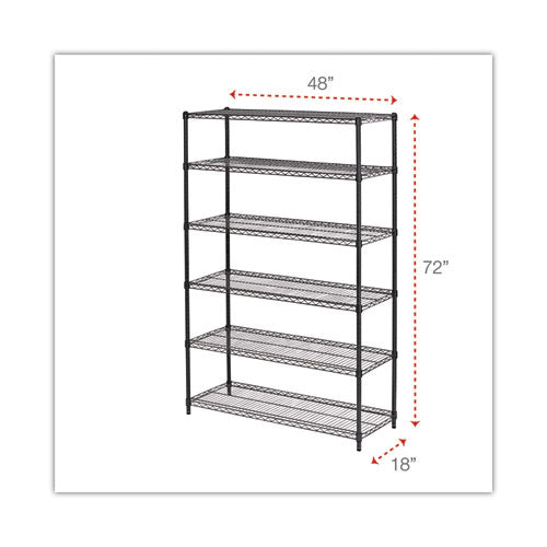 Image of Alera® Nsf Certified 6-Shelf Wire Shelving Kit, 48w X 18d X 72h, Black Anthracite
