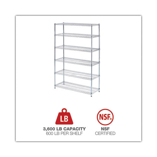 Image of Alera® Nsf Certified 6-Shelf Wire Shelving Kit, 48w X 18d X 72h, Silver