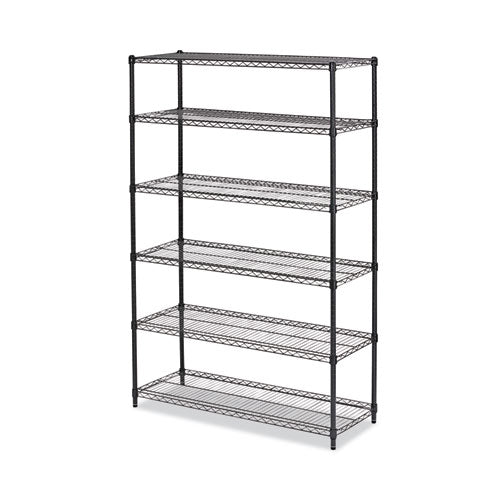 Image of Alera® Nsf Certified 6-Shelf Wire Shelving Kit, 48w X 18d X 72h, Black Anthracite