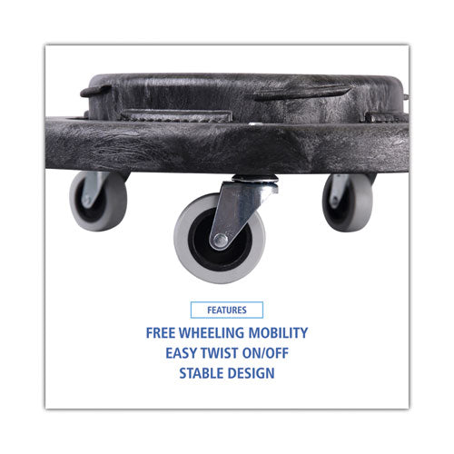 Image of Boardwalk® Refuse Container Utility Dolly, 300 lb Capacity, 18.25" Diameter, Gray