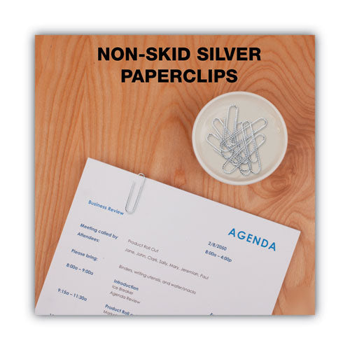 Image of ACCO Paper Clips, Jumbo, Nonskid, Silver, 100 Clips/Box, 10 Boxes/Pack
