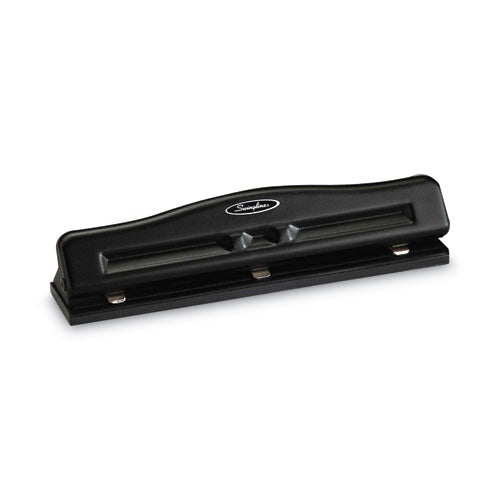 Image of Swingline® 11-Sheet Commercial Adjustable Desktop Two- To Three-Hole Punch, 9/32" Holes, Black