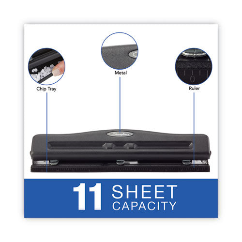 Image of Swingline® 11-Sheet Commercial Adjustable Desktop Two- To Three-Hole Punch, 9/32" Holes, Black