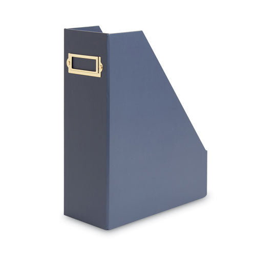 Image of U Brands Four-Piece Desk Organization Kit, Magazine Holder/Paper Tray/Pencil Cup/Storage Bin, Chipboard, Navy