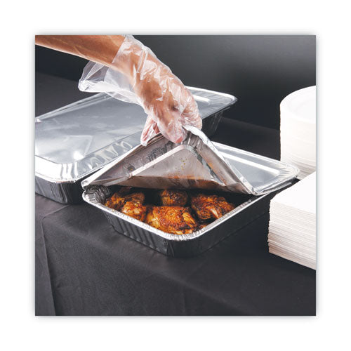 Image of Boardwalk® Aluminum Steam Table Pan Lids, Fits Half-Size Deep Pan, 290 Gauge, 0.63" Deep, 10.5 x 12.81, 100/Carton