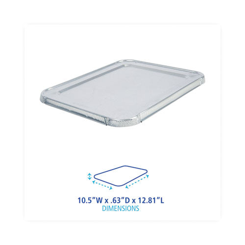 Image of Boardwalk® Aluminum Steam Table Pan Lids, Fits Half-Size Deep Pan, 290 Gauge, 0.63" Deep, 10.5 x 12.81, 100/Carton