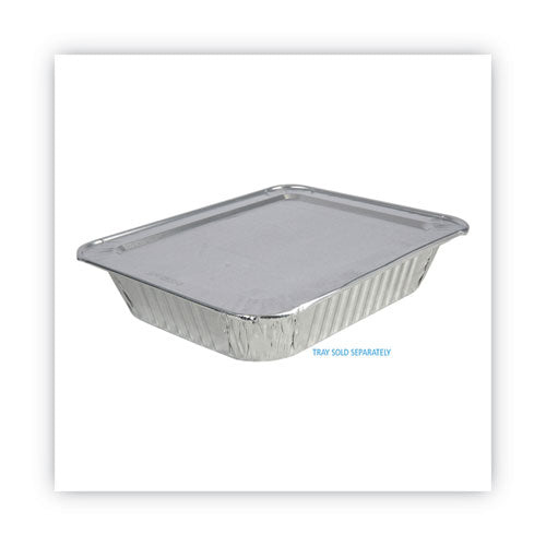 Image of Boardwalk® Aluminum Steam Table Pan Lids, Fits Half-Size Deep Pan, 290 Gauge, 0.63" Deep, 10.5 x 12.81, 100/Carton