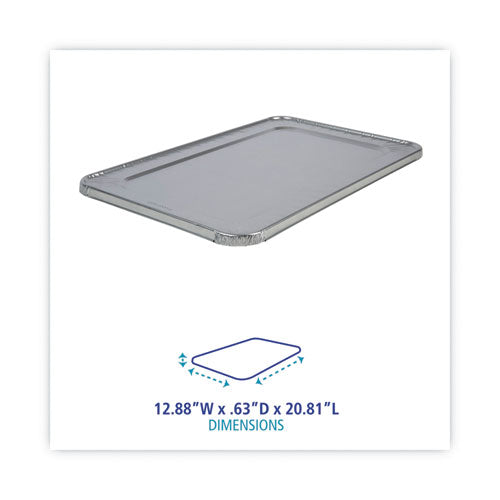 Image of Boardwalk® Aluminum Steam Table Pan Lids, Fits Full-Size Deep Pan, 380 Gauge, 0.63" Deep, 12.88 x 20.81, 50/Carton