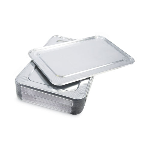 Image of Boardwalk® Aluminum Steam Table Pan Lids, Fits Full-Size Deep Pan, 380 Gauge, 0.63" Deep, 12.88 x 20.81, 50/Carton