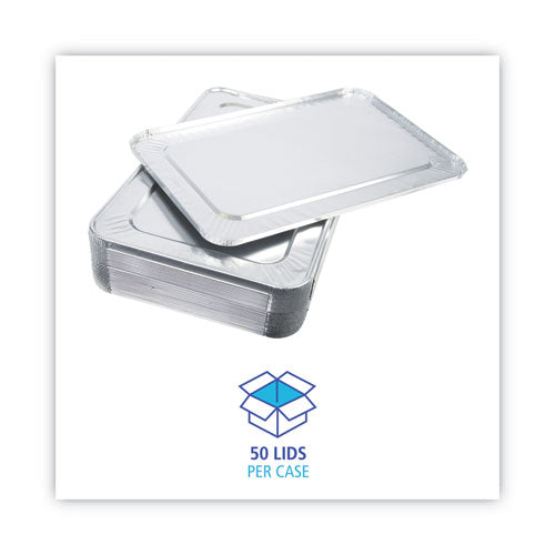 Image of Boardwalk® Aluminum Steam Table Pan Lids, Fits Full-Size Deep Pan, 380 Gauge, 0.63" Deep, 12.88 x 20.81, 50/Carton