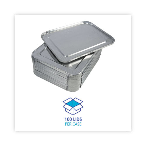 Image of Boardwalk® Aluminum Steam Table Pan Lids, Fits Half-Size Deep Pan, 290 Gauge, 0.63" Deep, 10.5 x 12.81, 100/Carton