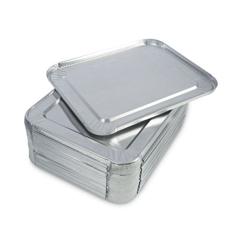 Image of Boardwalk® Aluminum Steam Table Pan Lids, Fits Half-Size Deep Pan, 290 Gauge, 0.63" Deep, 10.5 x 12.81, 100/Carton