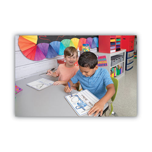 Image of Creativity Street® Dry Erase Student Boards, Ruled for Handwriting Practice, 12" x 9", Blue/White Surface, 10/Set