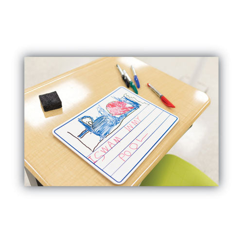 Image of Creativity Street® Dry Erase Student Boards, Ruled for Handwriting Practice, 12" x 9", Blue/White Surface, 10/Set