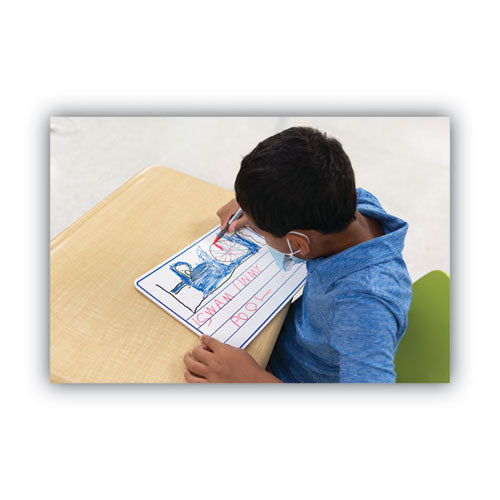 Image of Creativity Street® Dry Erase Student Boards, Ruled for Handwriting Practice, 12" x 9", Blue/White Surface, 10/Set