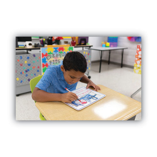 Image of Creativity Street® Dry Erase Student Boards, Ruled for Handwriting Practice, 12" x 9", Blue/White Surface, 10/Set