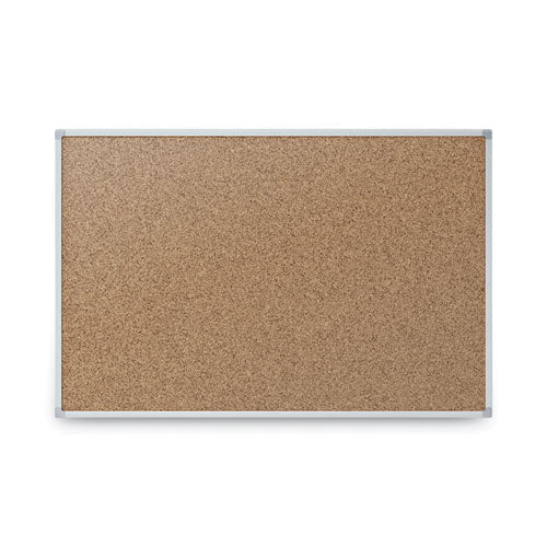Image of Mead® Economy Cork Board with Aluminum Frame, 24" x 18", Tan Surface, Satin Aluminum Frame