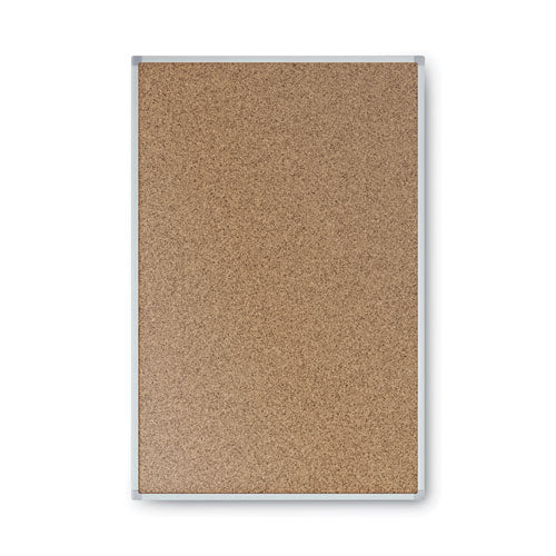 Image of Mead® Economy Cork Board with Aluminum Frame, 24" x 18", Tan Surface, Satin Aluminum Frame