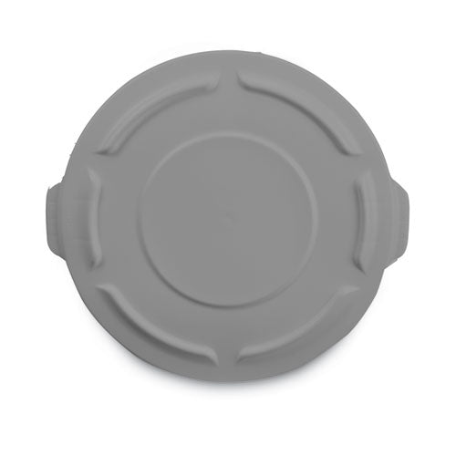 Image of Rubbermaid® Commercial BRUTE Self-Draining Flat Top Lids for 55 gal Round BRUTE Containers, 26.75" Diameter, Gray