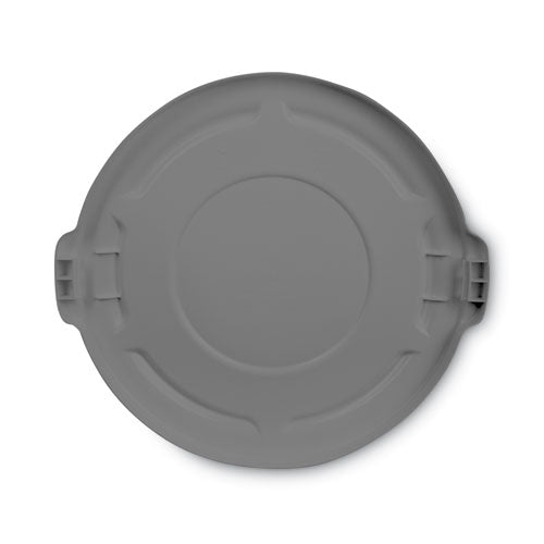Image of Rubbermaid® Commercial BRUTE Self-Draining Flat Top Lids for 55 gal Round BRUTE Containers, 26.75" Diameter, Gray