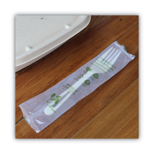 Image of World Centric® TPLA Compostable Cutlery, Fork, Plastic, White, 750/Carton