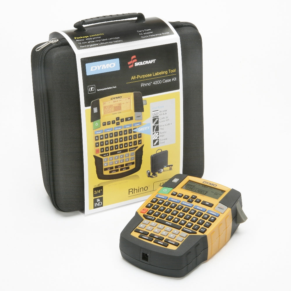 Image of Dymo/Skilcraft All-Purpose Labeling Tool, Rhino 4200 Case Kit, Industrial Handheld Label Maker, Orange