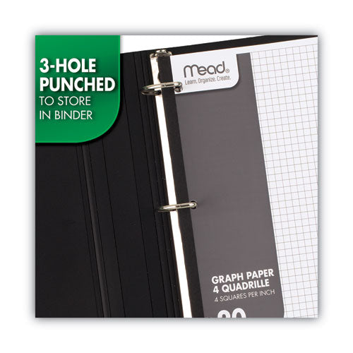 Image of Mead® Graph Paper Tablet, 3-Hole, 8.5 X 11, Quadrille: 4 Sq/in, 20 Sheets/pad, 12 Pads/pack