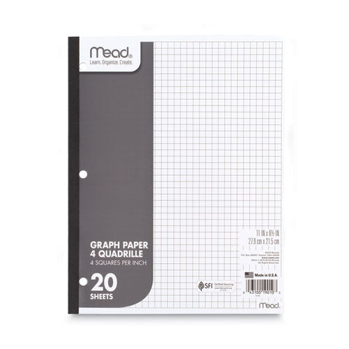 Image of Mead® Graph Paper Tablet, 3-Hole, 8.5 X 11, Quadrille: 4 Sq/in, 20 Sheets/pad, 12 Pads/pack