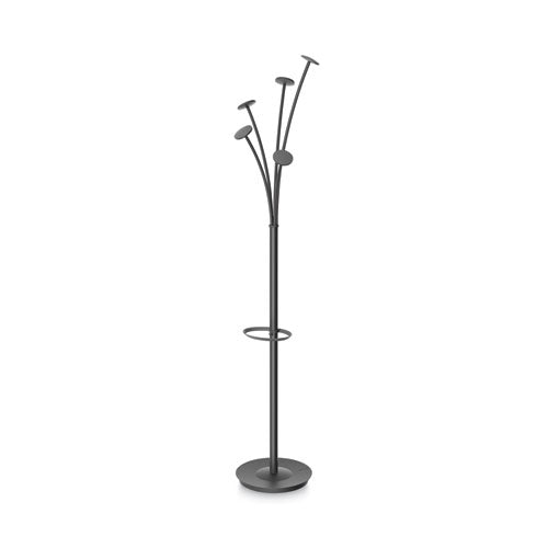 Image of Alba Festival Coat Stand with Umbrella Holder, Five Knobs, 14w x 14d x 73.67h, Black
