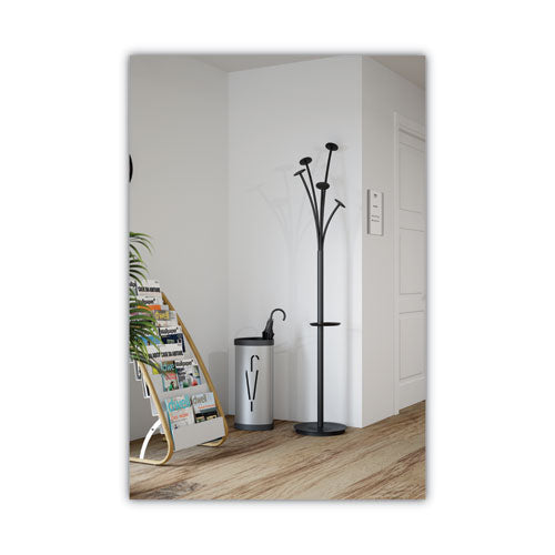 Image of Alba Festival Coat Stand with Umbrella Holder, Five Knobs, 14w x 14d x 73.67h, Black