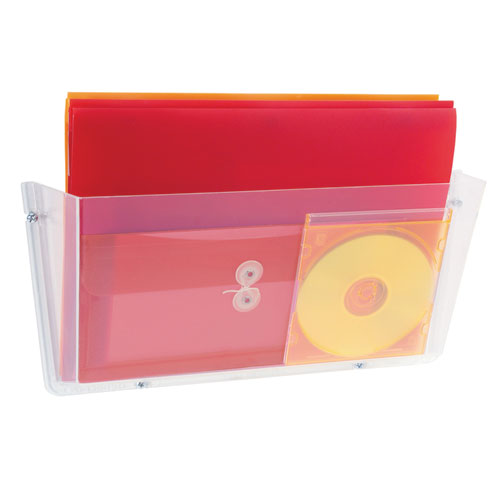 Image of deflecto® Unbreakable DocuPocket Wall File, Legal Size, 17.5" x 3" x 6.5", Clear