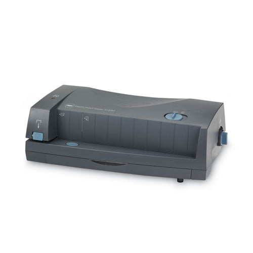 Image of GBC® 24-Sheet 3230st Electric Two- To Three-Hole Adjustable Punch/stapler, 9/32" Holes, Gray