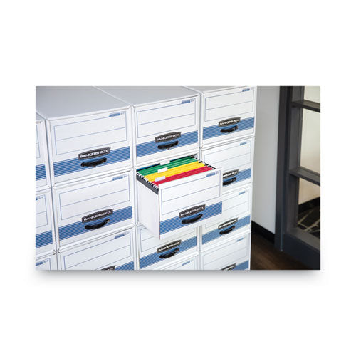 Image of Bankers Box® Stor/drawer Steel Plus Extra Space-Savings Storage Drawers, 10.5" X 25.25" X 5.25", White/blue, 12/carton