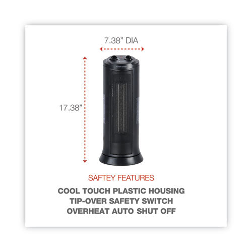 Image of Alera® Mini Tower Ceramic Heater, 1,500 W, 7.37 x 7.37 x 17.37, Black