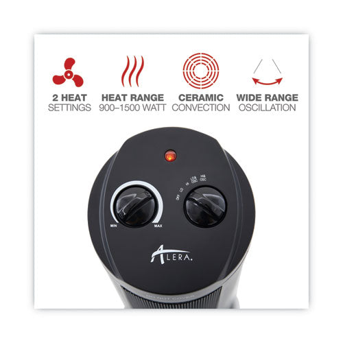 Image of Alera® Mini Tower Ceramic Heater, 1,500 W, 7.37 x 7.37 x 17.37, Black