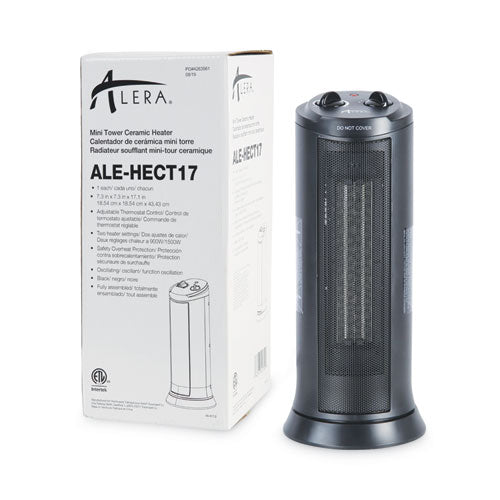 Image of Alera® Mini Tower Ceramic Heater, 1,500 W, 7.37 x 7.37 x 17.37, Black