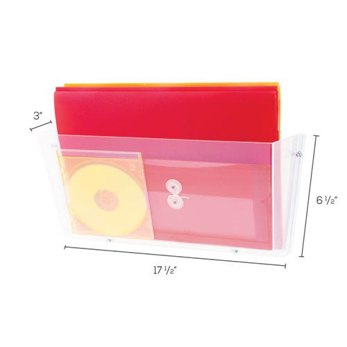 Image of deflecto® Unbreakable DocuPocket Wall File, Legal Size, 17.5" x 3" x 6.5", Clear