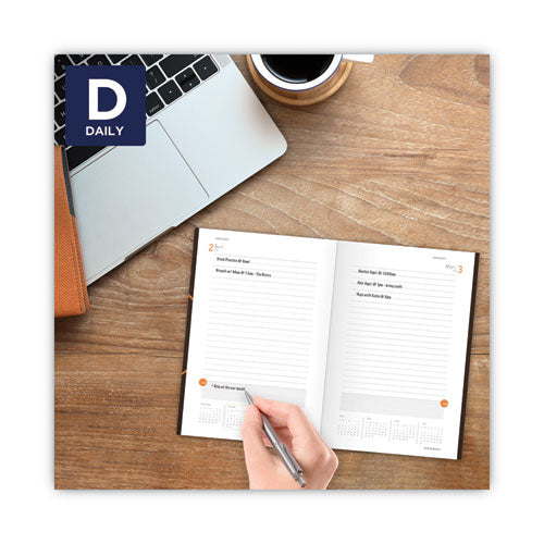 Image of AT-A-GLANCE® One-Day-Per-Page Planning Notebook, 9 x 6, Dark Brown/Orange Cover, 12-Month (Jan to Dec): 2025